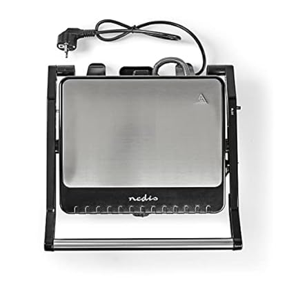 Nedis - Kontakt Grill - Automatischer Temperaturkontrolle - Höhenverstellbares Scharniersystem - Tischgrill-Funktion - Cool-Touch-Griff - Abtropfschale - 29 x 23 cm - Edelstahl/Kunststoff – Bild 5