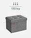SONGMICS Sitzhocker mit Stauraum, kleine klappbare Sitzbank, 31 x 41 cm Fußbank, Aufbewahrungsbox, bis 130 kg belastbar, für Wohnzimmer Schlafzimmer Schlafsaal, dunkelgrau LSF102G01