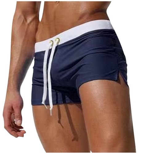 Cambkatl Men's Colorblock Athletic Swim Trunks Training Swimsuit Quick Dry Bathing Suit Drawstring Swimwear Board Shorts