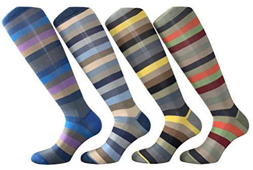 CriCri Socks 4 Paia Calze Uomo Lunghe in Fresco Cotone Leggero e Mercerizzato Alta Qualità Made in Italy - Taglia Unica (Combinazione 1)