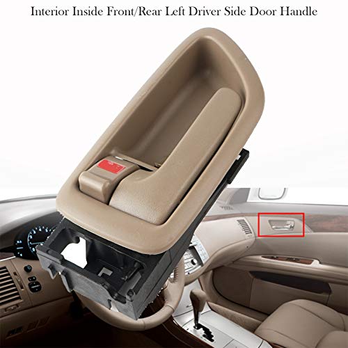 Front Rear Interior Inside Door Handle Left Driver Side Fit For 2000-2004 Toyota Avalon 2001-2007 Toyota Sequoia 2004-2006 Toyota Tundra (Crew Cabs Only) Oe# 81282 - Beige #TOP2