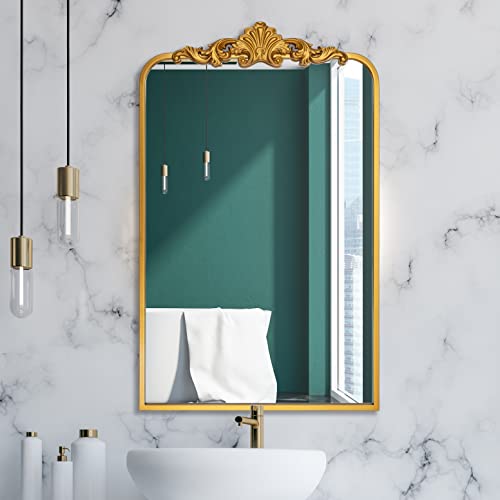 Ruomeng Traditional Wall Mirror, Bathroom Mirror Baroque Inspired Wall Décor, Gold Accent Mirror For Vanity Entryway And Living Room, 19” X 30.5” #TOP1