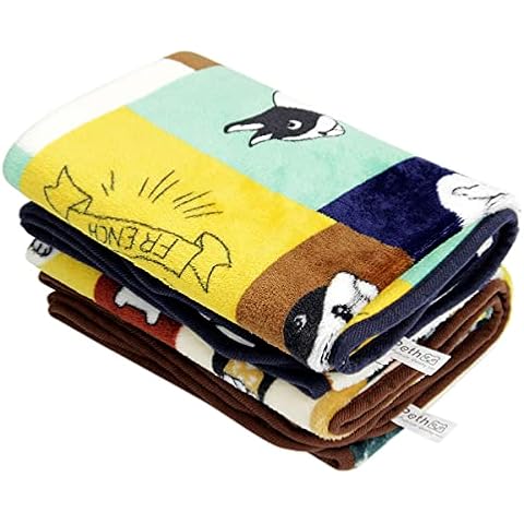 Pethee Dog Blanket Fluffy Premium Flannel 2 Pack Pet Blanket Soft and Warm Washable Pet Throw for Small Medium Cats Dogs, 100 x 70cm Cover