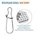 DunkTeam 100PCS Stainless Steel Duo Lock Snap Clip Swivel Lure Snaps Fishing Clips Swivels Fishing Tackle Kit Fishing Snaps Clip High Strength Fishing Gear Hooked Snap #8-220lb