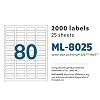 MACO Laser/Ink Jet White Return Address Labels, 1/2 x 1-3/4, 80 per Sheet, 2000 per Pack (ML-8025)