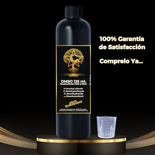 CueVitae DMSO 125 ml | Dimetylosulfotlenek Maksymalna czystość: 99,9 | Jakość europejska | Opakowanie: HDPE z uszczelką zabezpieczającą, zakraplaczem i kubkiem na prezent | rozporządzenie (UE) nr 1272