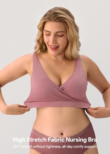 Image of HBselect Nursing Bras for Breastfeeding, Maternity Nursing Sleep Bra Wireless Pregnancy Sleep Bralette 3 /5 Pack
