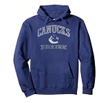 Vancouver Canucks Vintage Hockey Navy Officially Licensed Pullover Hoodie
