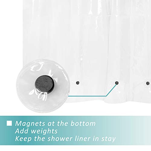 Image of Mrs Awesome 66x72 Shower Curtain Liner with 6 Magnets Clear Thick PEVA Waterproof Plastic Shower Curtain 66 x 72 inches, Clear
