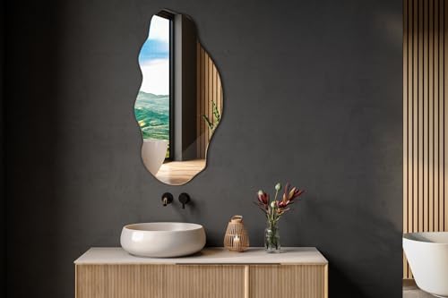 Spiegel 50x100 cm Großes Modernes Unregelmäßiges Organisches Asymmetrisches Fleck für Badezimmer Wohnzimmer Vertikal – Bild 4