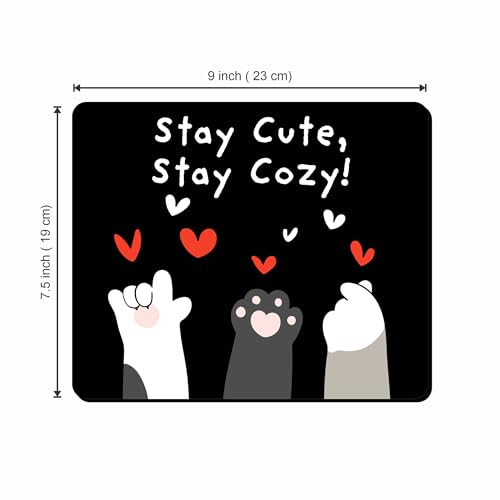 Image of Cute Cat Paw Mouse Pad - inchStay Cute, Stay Cozy inch Aesthetic Design | Smooth Surface & Non-Slip Rubber Base | Perfect for Office, Home & Study Desk | 9 x 7.5 Inches