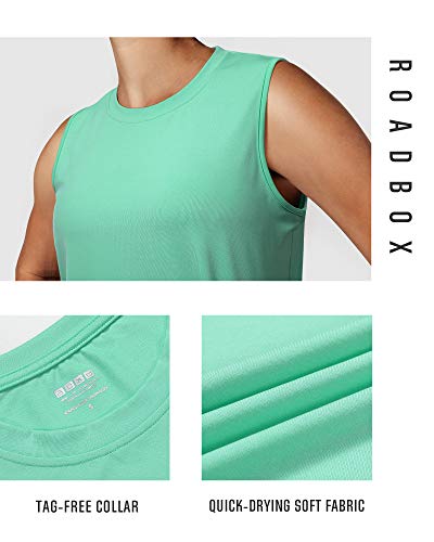 Roadbox Womens Workout Tank Tops Loose Fit Active Yoga Sleeveless Shirts Green