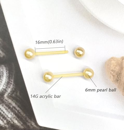 48Pcs 14G Glow in Dark Flexible Acrylic Straight Tongue Barbell Nipple Ring Retainer Piercing Jewelry for Women Men 16mm Bar3