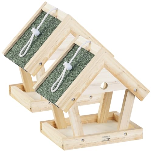 Royal Gardineer Vogelhaus: 2er-Set Vogel-Futterhaus-Bausätze aus Echtholz, zum Aufhängen (Vogelhaus Bausatz für Kinder, Echtholz Bausatz, Futterautomat)