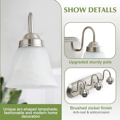 3 Light Bathroom Vanity Lights, Bathroom Light Fixtures Over Mirror, Modern Lighting Fixtures Brushed Nickel Wall Lamp Vanity Lights Apply for Mirror Living Room Cabinet Bedroom, Bulb Not Included - Image 3