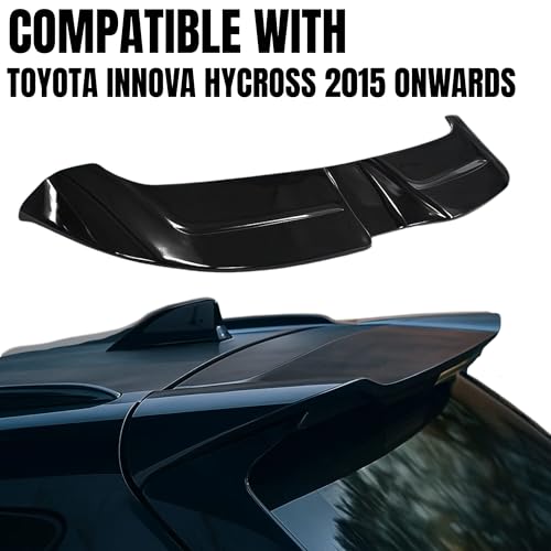 Image of KMH Rear Roof Spoiler Wing Compatible with Toyota Innova Hycross 2015 Onwards - Premium and Stylish Rear Mount Accessories for Enhanced Aerodynamics, Glossy Black Finish - Pack of 1