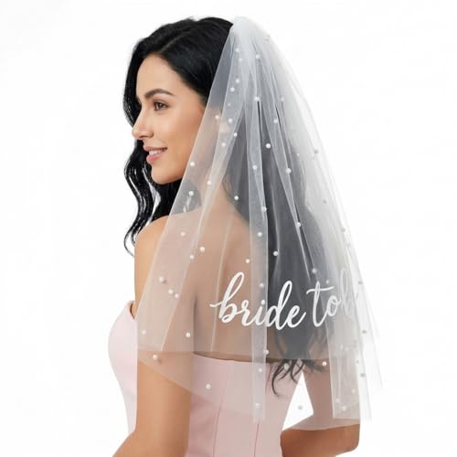Bride to Be Veil with Pearl White Hen Party Veil Bridal Shower Accessories Bride to Be Engagement Gift Hen Night Decorations