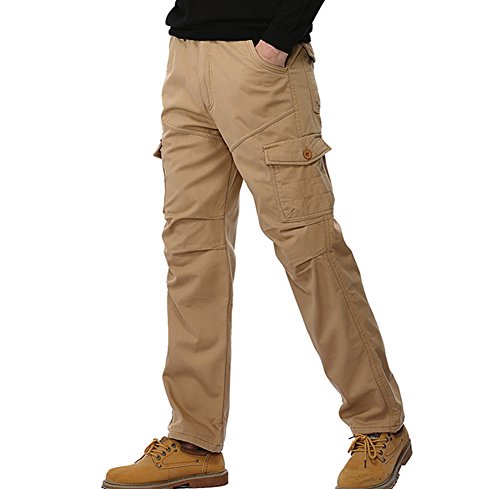 Men's Winter Cotton Fleece Lined Cargo Work Causal Pants4