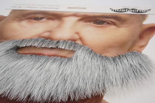 Mustaches Self Adhesive, Novelty, Short Boxed Fake Beard, False Facial Hair, Costume Accessory for Adults, Gray with White Color - Thumbnail 3