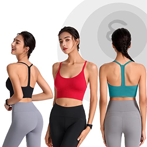 Evercute Racerback Sports Bras Padded Y Racer Back Cropped Bras For Yoga Workout Fitness Low Impact #TOP1