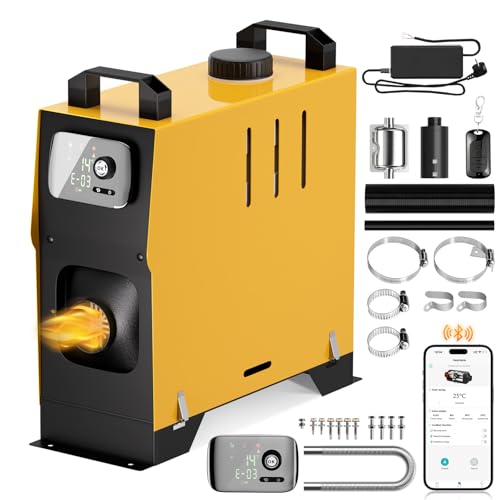 HLONONE 5-8kW Dieselheizung, 12V/24V Tragbare Standheizung Diesel, Air Diesel Standheizung mit APP & Adapter, Luft Dieselheizung mit LCD-Display & Fernbedienung, Dieselheizung für Auto, LKW, Wohnmobil