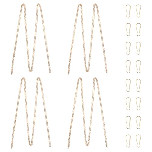 Image of Picture Hanging Kit with 4Pcs 3M Picture Hanging Chains & 16Pcs Hooks, Heavy Duty Metal Display Chain for Photo Frames Artworks Mirror(Gold)