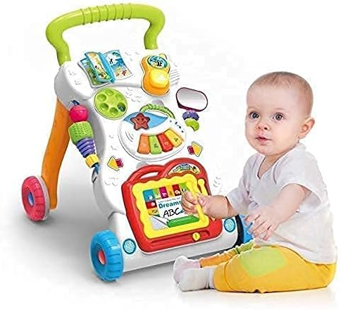 Ramus Kid Toy Children Musical Walker Push & Pull Toy for Toddlers & Kids Baby Activity Walker Toy Comes with Two Patterns Sit and Play Stand and Walk (Multi)