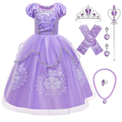 PIXUYE Déguisement Princesse Filles Robe De Princess Enfants avec Accessoires Costume Bleu pour...