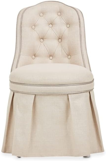 Miniatura 2 de Michael Amini Villa Cherie - Silla de tocador de tela copetuda en color marfil perla