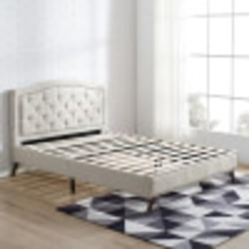 DeCoro Austin Diamond Tufted Upholstered Platform Bed Headboard and