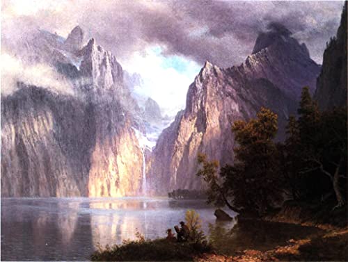 Tableau dans la sierra d'Albert Bierstadt 60x90 cm pour une décoration de chambre élégante