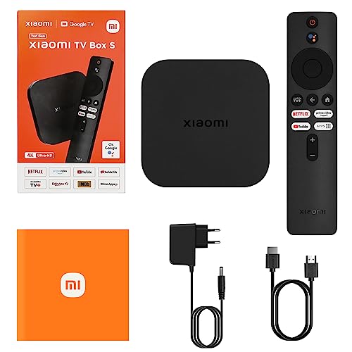 Xiaomi Mi TV Box S 2nd Gen Reproductrice Streaming en 4K Ultra HD avec Chromecast,Bluetooth 5.2,Double Wi-FI,2GB RAM+8GB ROM,Android TV Box avec IR télécommande