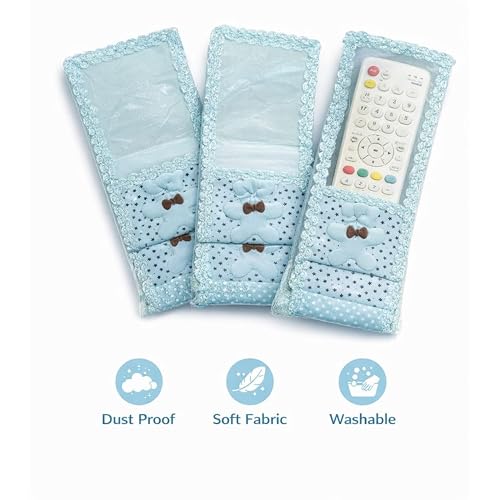 Image of Universal Remote Cover Set of 3 for TV AC DTH | Washable Dustproof Remote Protector (RM Cover-3-Blue) in Three Diffrent Size (Small, Medium and Large)