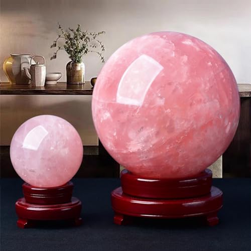 MQXFCZUX Crystal Rough Rose Quartz Magic Stone Sphere Ball Beautiful, ball-9cm – vue 5