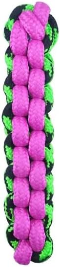 Rope Dog Toys Bright Neon Color Durable Fun Paracord Play Fetch Interactive Tugs (Set of Both Fetch Sticks)