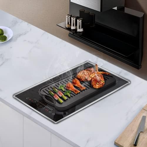 Plug in Induction Hob, Hobsir 2 Zone Electric Hob 30cm, Double Induction Hob with Stainless Steel Frame, Flexible Zone, Bulit-in, 2800W, Slider Touch, Timer, Pause Function, Child-safety Lock, 13 Amp
