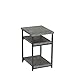 Household Essentials Jamestown Rectangular Side End Table with Storage Shelves Rustic Slate Concrete and Black Metal