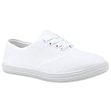 doodogs turnschuhe  stiefelparadies Sportliche Damen Herren Sneakers Unisex Basic Freizeit Schnürer Stoff Prints viele Farben Schuhe 120037 Weiss 38 Flandell