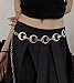 Longita Silver Chain Belt for Women Fashion Plus Size Moon Waist Chains Silver Metal Waist Belt Chain Trendy no Tarnish Adjustable Thick Belly Belts for Women Dress Party Music Festival Accessories