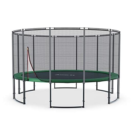 Ampel 24 deluxe outdoor studsmatta 430 cm komplett med utomhusnät, lastkapacitet 160 kg, skyddsnät med stabilitetsring och 12 vadderade stänger