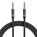 6Ft Male to Male Audio Cable,Jeselry 4 Pole Hi-Fi Stereo Sound 3.5mm Aux Cable Adapter/Auxiliary Cable/Aux Cord Compatible Headphones, iPods, iPhones, iPads, Home/Car and More 1.8M-Black