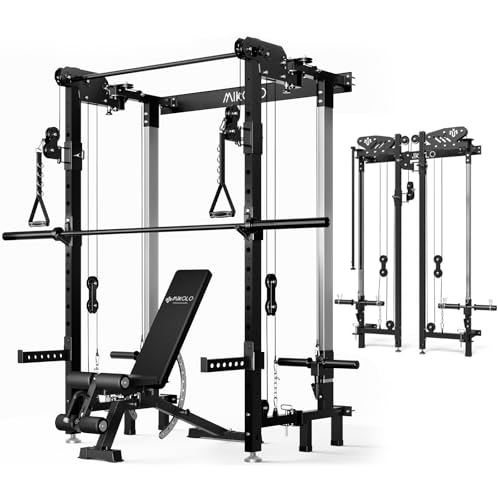 Mikolo folding squat rack with cable system