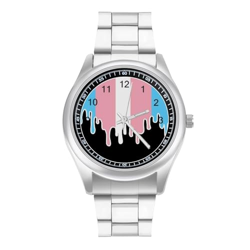 Trans Pride - Reloj de pulsera analógico para hombre, diseño de bandera de fusión LGBT, estilo casual, divertido