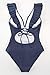 CUPSHE Womens Swimwear One Piece Swimsuit Ruffle V Neck Lace Up Bathing Suit, X-Large, Dark Blue