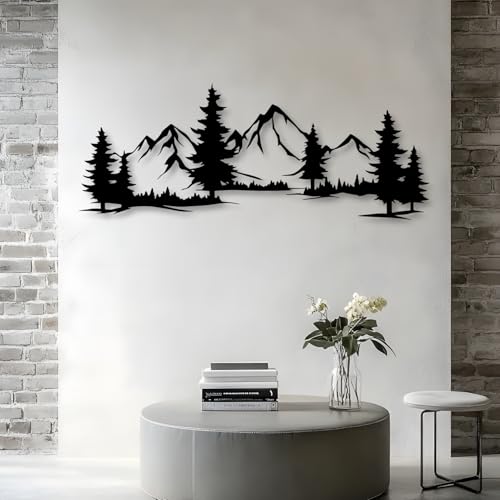 Bisamu Mountain Forest Metal Wall Art,Rustic Landscape Metal Wall Decor,