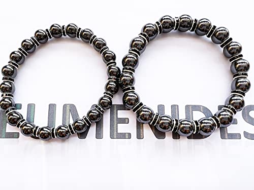 Women's Magnetic Bracelet，Hematite Bracelets，Magnetic Bracelets With Zirconia,Handmade Stretch Magnetic Bracelet，Eliminates static electricity. (Black Zirconia,10MM)4