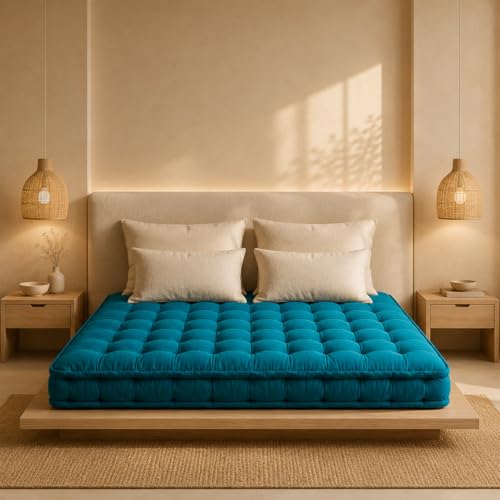 Image of Khadi Essential Cotton Gadda Mattress | Double Bed | 72x48x4.5 Inch | 100% Pure Cotton Fabric | Reversible | All Season Breathable | Soft & Firm | (Double)