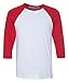 BELLA+CANVAS 3/4-Sleeve Baseball Tee White/Red