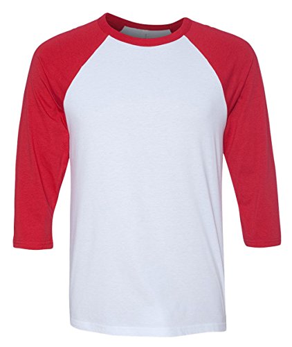 Unisex Three-Quarter Sleeve Baseball Tee - White/ Red