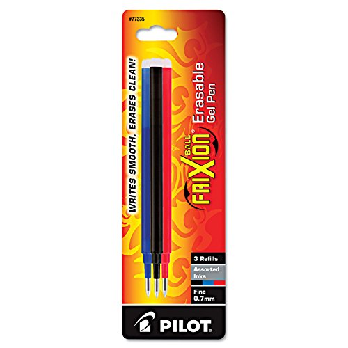 Image of Pilot FriXion Gel Ink Pen Refill, 3-Pack for Erasable Pens, Fine Point, Black /Blue /Red Inks (77335)